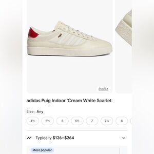 Adidas Puig Indoor Cream and Red Sneakers